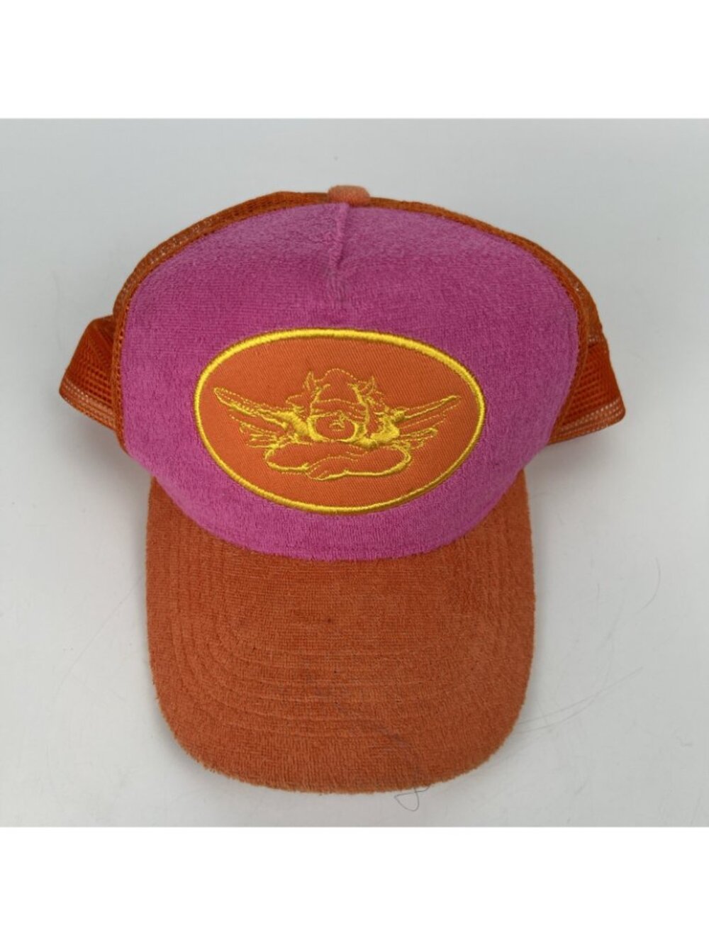 Boys Lie Pink Orange Trucker Hat Adjustable Snapback Embroidered Preowned Rare - Picture 2 of 5